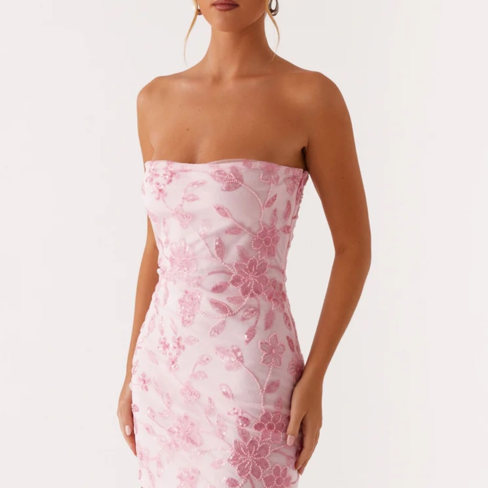 Peppermayo Strapless Pink Floral Dress